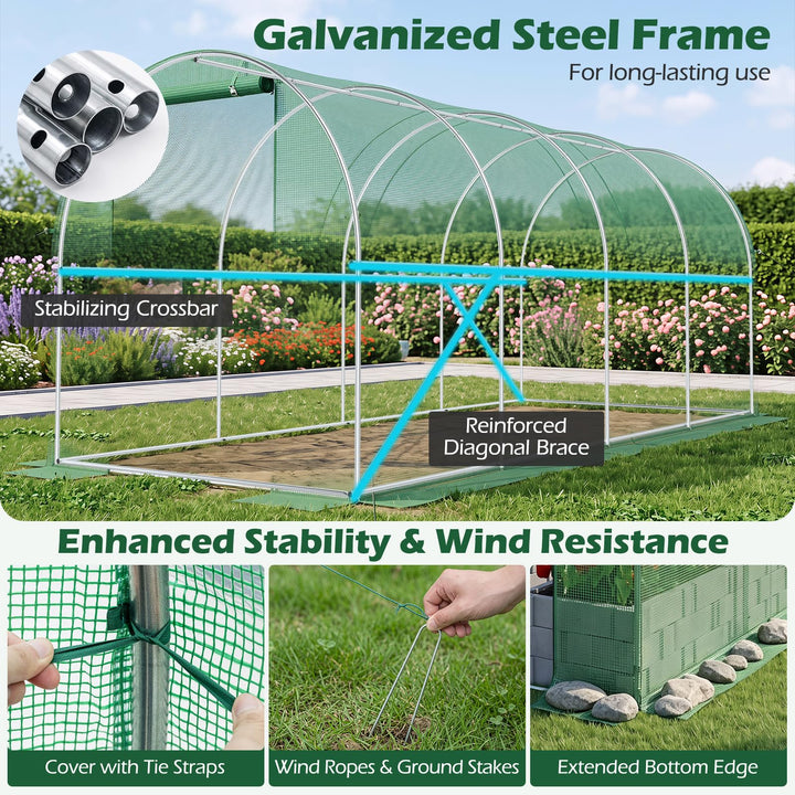 Giantex 15 x 7 x 7 ft Walk-in Tunnel Greenhouse for Outdoors