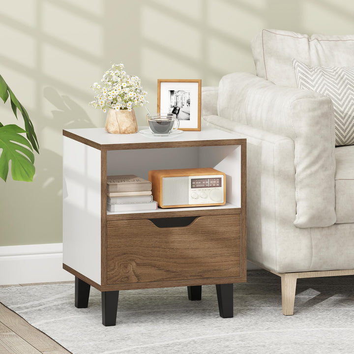 Giantex Mid Century Modern Nightstand with Metal Legs