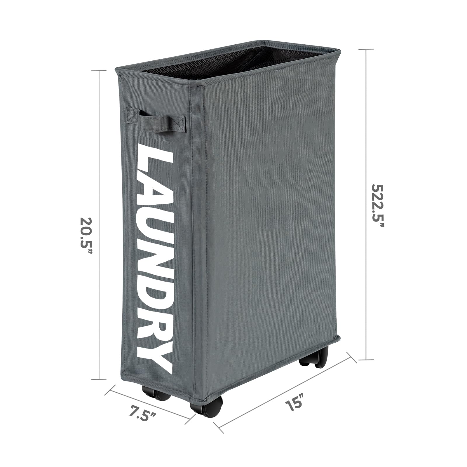 Giantex Slim Laundry Hamper on Wheels, 10 Gal Rolling Laundry Basket for Bathroom Dorm Apartment