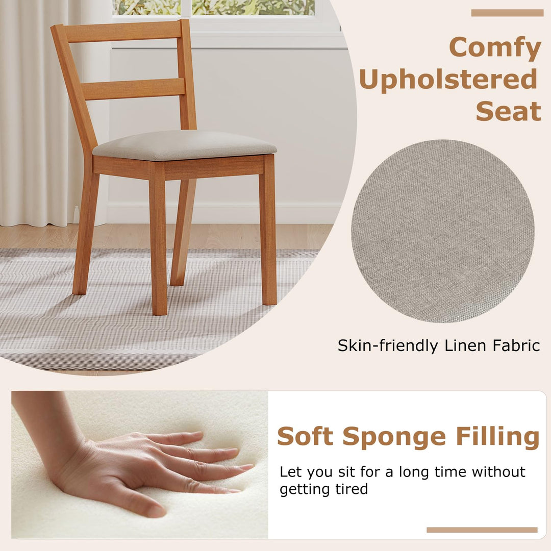 Giantex Wooden Dining Chairs Set of 2/4 Farmhouse Upholstered Kitchen Chairs with Rubber Wood Legs & Fabric Padded Seat