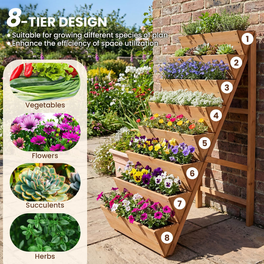 Giantex 8-Tier Wooden Vertical Raised Garden Bedwith Legs