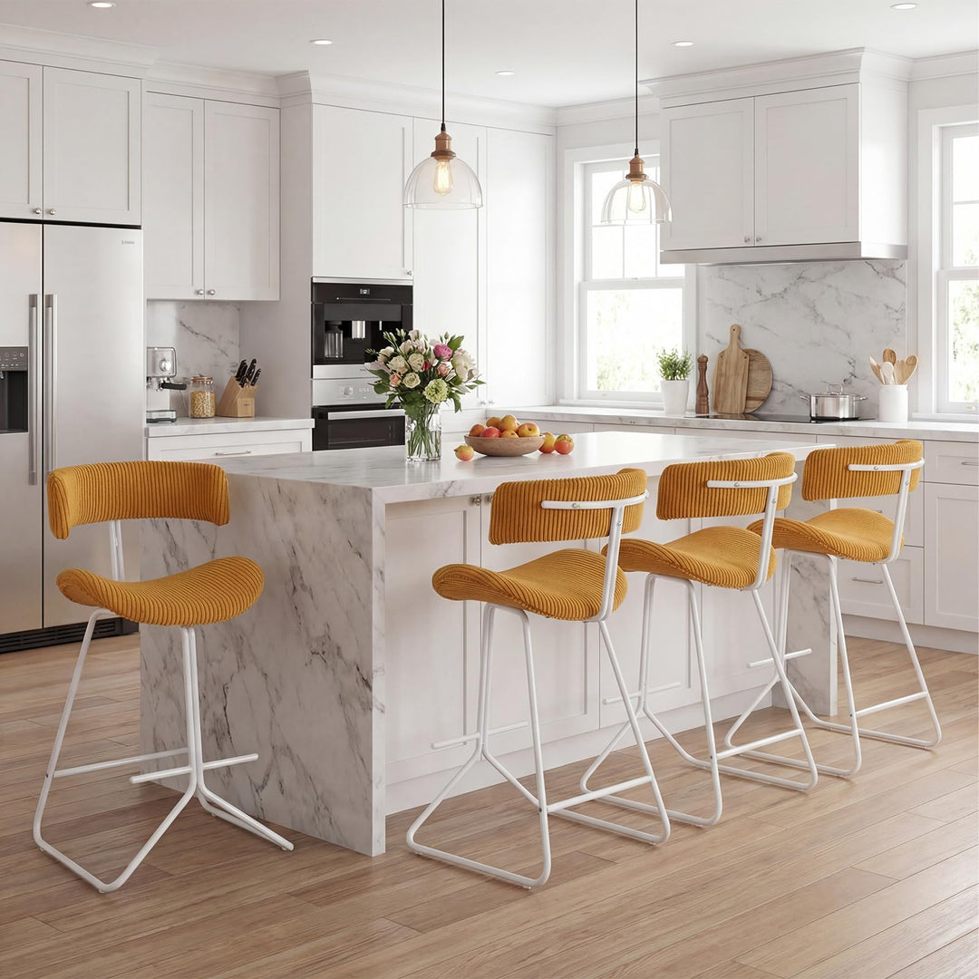 Giantex 25" Fabric Upholstered Armless Counter Height Chairs with Metal Legs &amp; Footrest