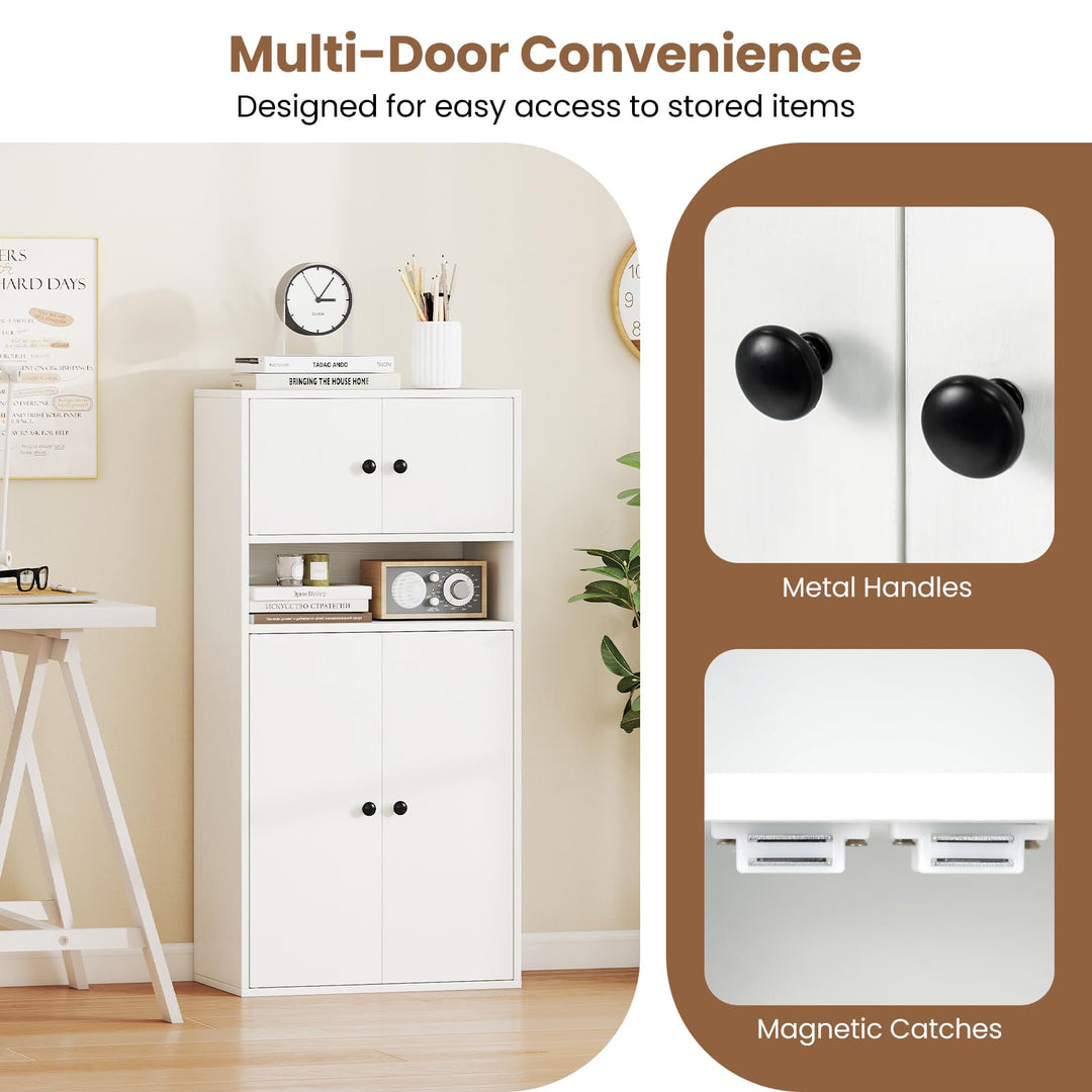 Giantex 44" Tall Bookshelf Modern Bookcase with Doors & Adjustable Shelf