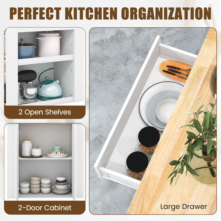 Giantex Kitchen Island with Storage, 2-Door Buffet Cabinet, 6-Tier Spice Racks, Drawer, Shelves