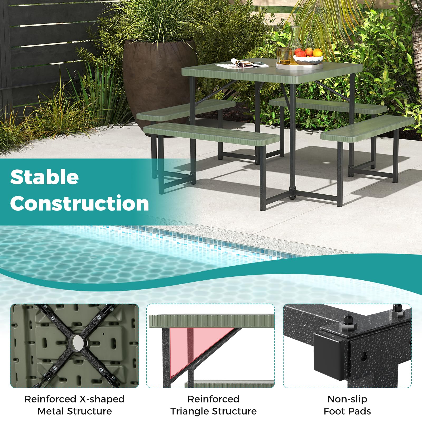 Giantex Picnic Table Bench Set for 4 to 8 People