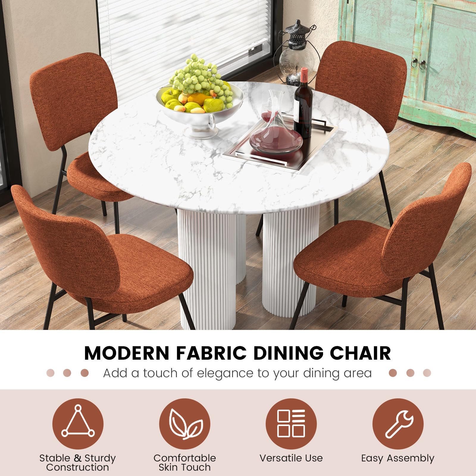 Modern Fabric Dining Chair Set of 2