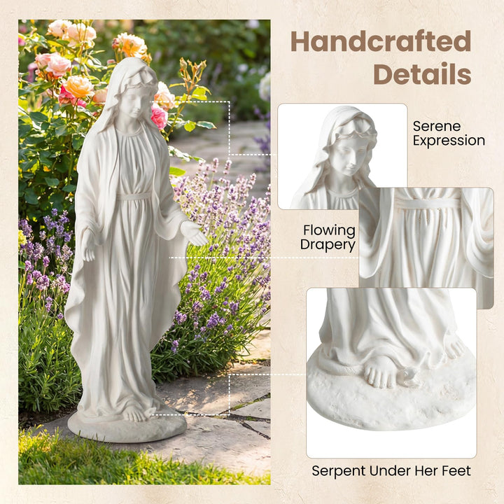 Giantex Virgin Mary Garden Statue 29.5" | Blessed Mother Outdoor Religious Statue with Serpent