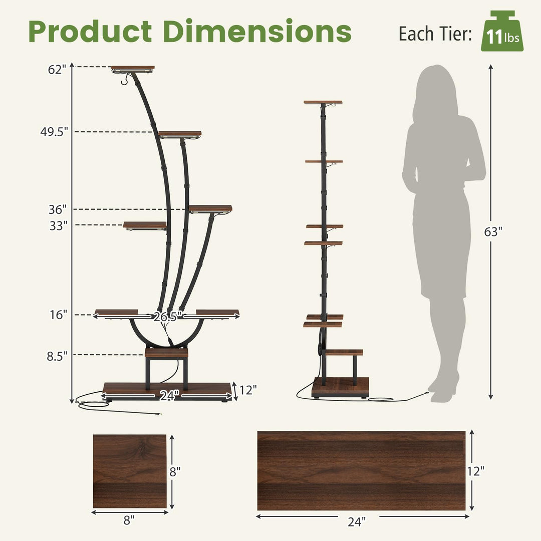 Giantex Plant Stand Indoor  8-Tier 62" Tall Corner Metal Plant Shelf for Multiple Plants