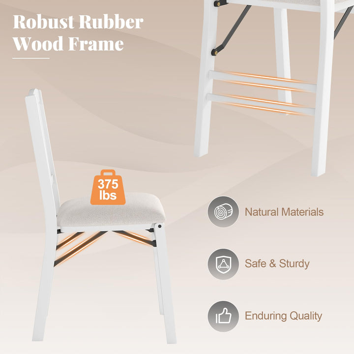 Folding Kitchen Chairs Set of 2/4 Upholstered Dining Chairs with Comfy Padded Seats