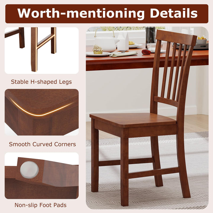 Giantex Set of 4/ 2 Dining Room Side Chair w/High Slat Back, Wood Legs