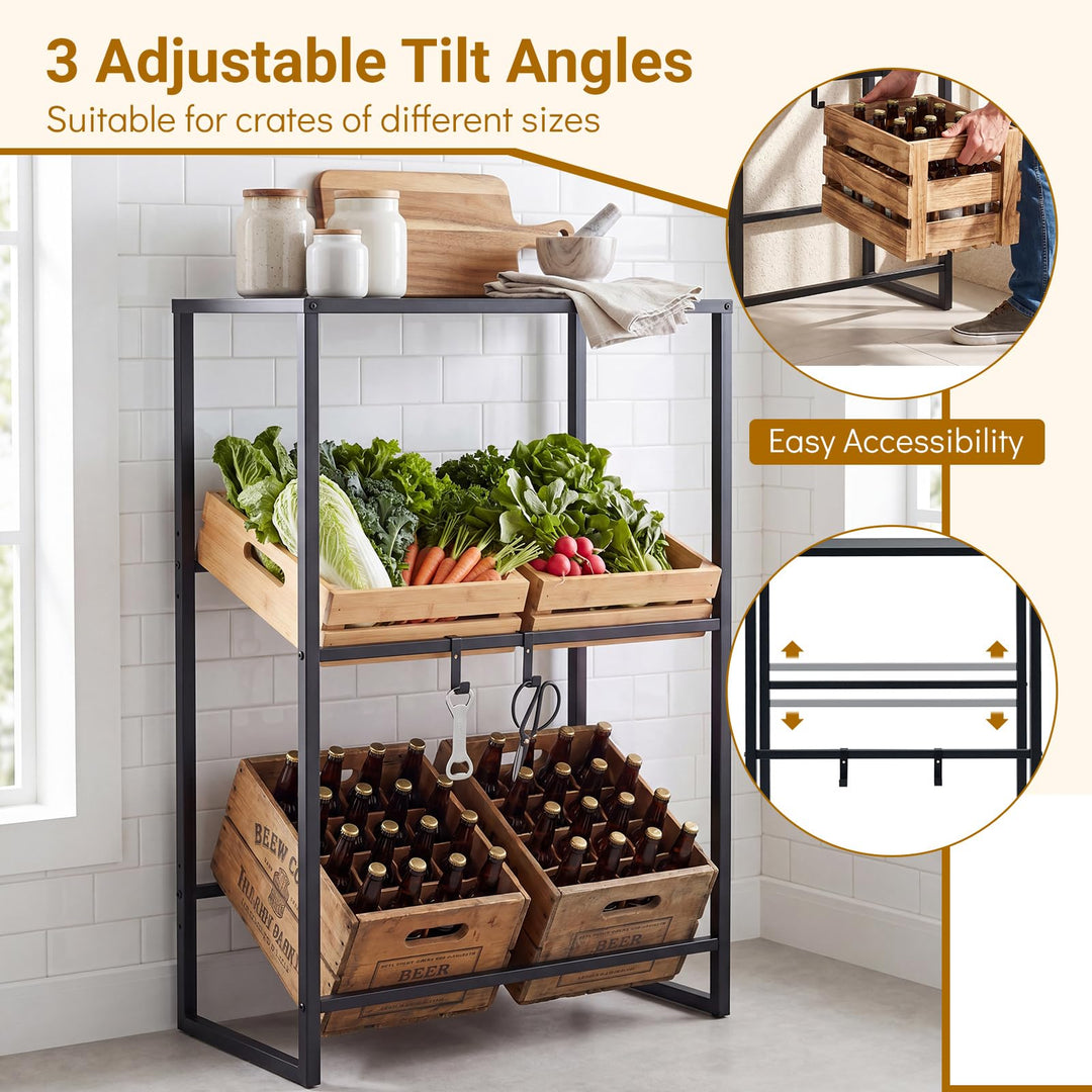 Giantex 3-Tier Drink Crate Rack for Kitchen