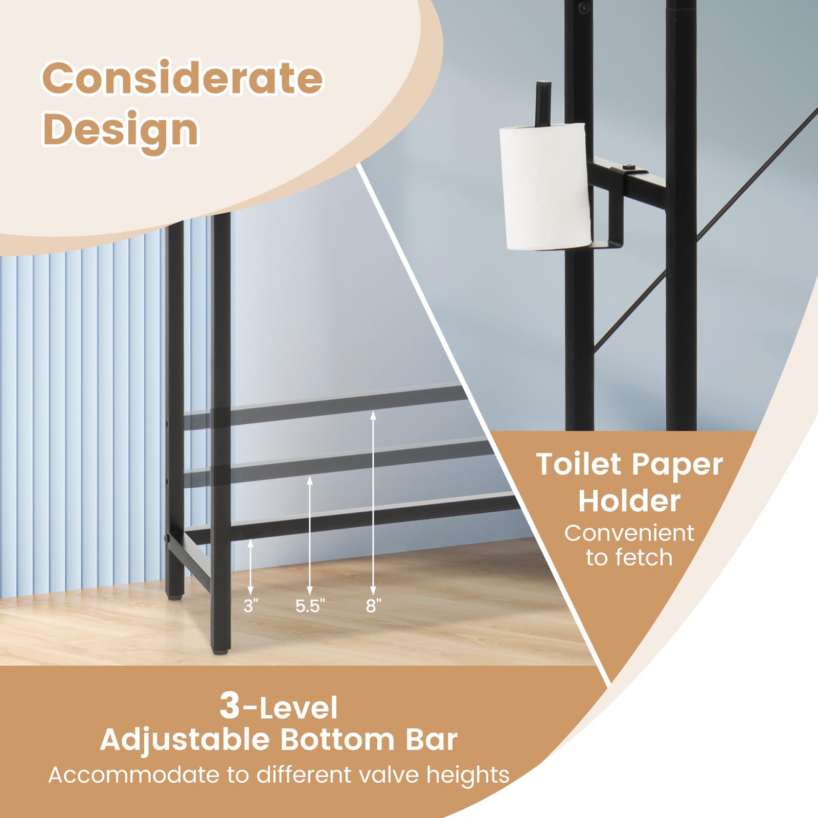 Giantex Over-The-Toilet Storage Cabinet, Freestanding 4-Tier Bathroom Organizer Rack