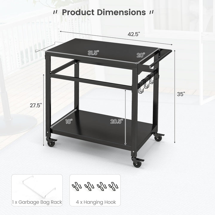 Giantex Outdoor Grill Cart - Pizza Oven Stand Table with Lockable Wheels
