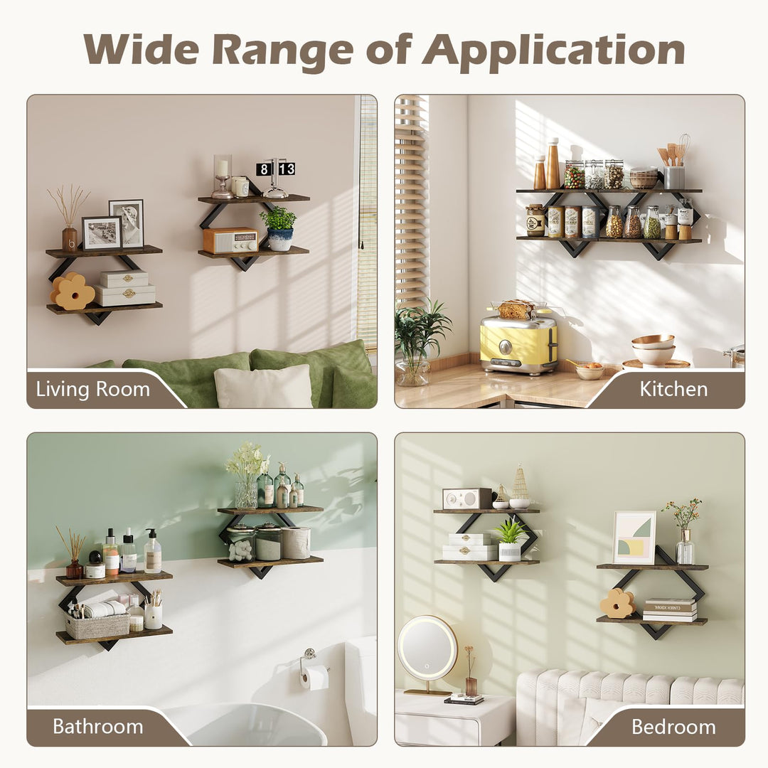 GIANTEX 2-Pack Diamond Shaped Floating Shelves for Wall