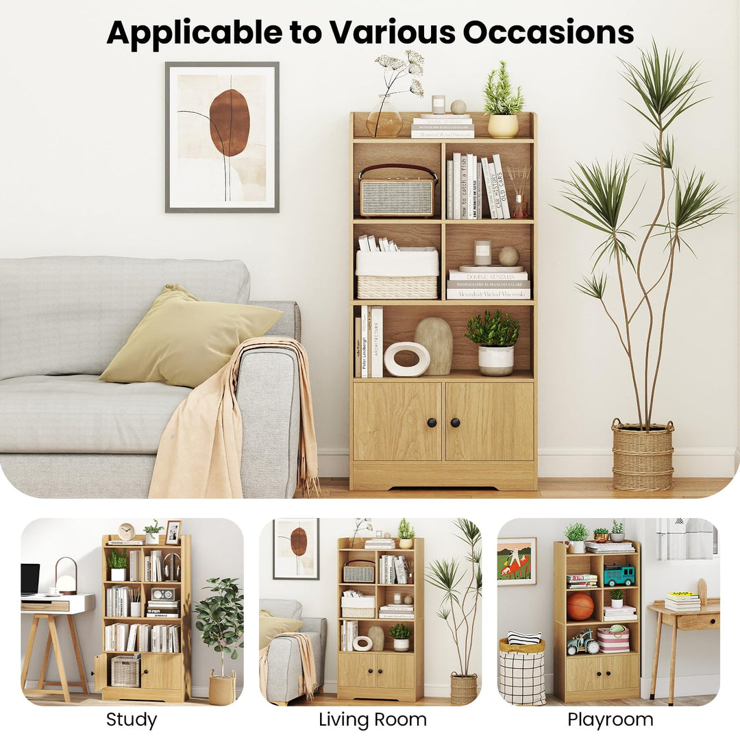 Giantex 4 Tier Bookcase with Doors for Living Room