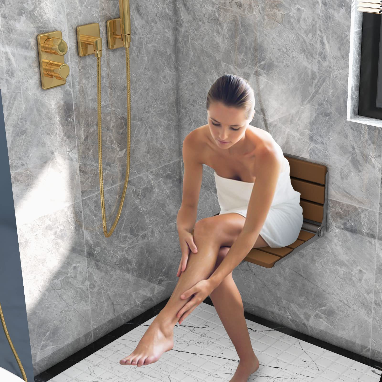  Folding Shower Seat Wall Mounted - Giantex