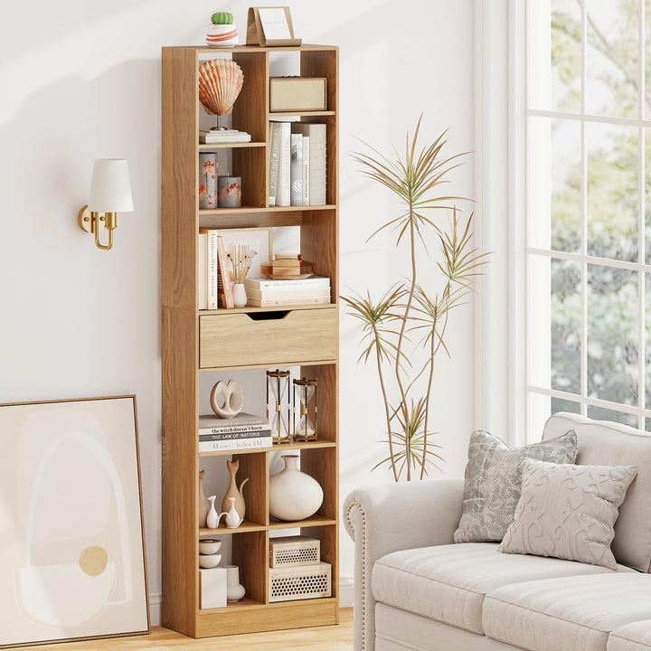 Giantex Bookcase with Drawer 71" Tall Freestanding Storage Organizer(8-Tier)