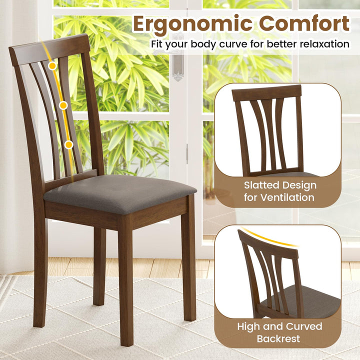 Giantex Wooden Dining Chairs Set of 2/4 Linen Fabric Upholstered Kitchen Armless Chair