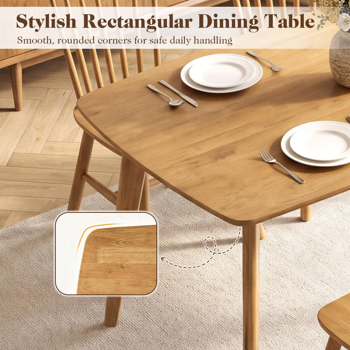 GIANTEX 47" Modern Farmhouse Solid Wood Rectangular Dining Table for 4