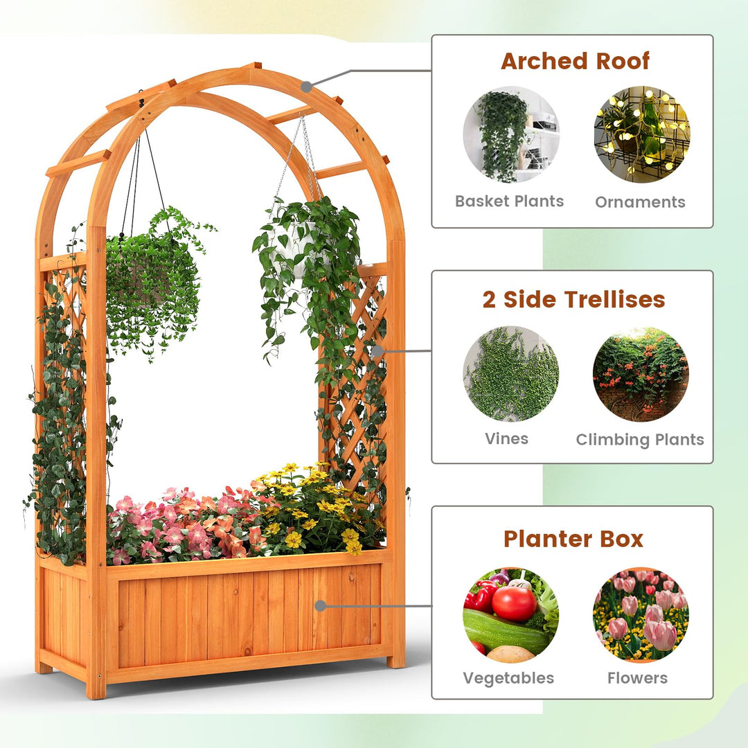 Giantex Raised Garden Bed with Arch Trellis