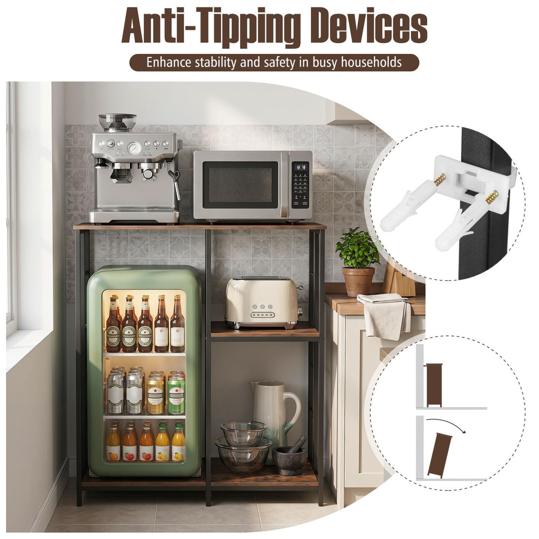 Giantex Kitchen Bakers Rack | 3-Tier Microwave Stand Stand with Open Shelves