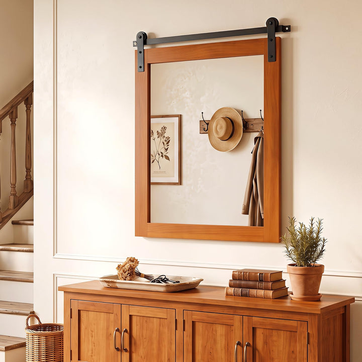GIANTEX Farmhouse Barn Door Wall Mirror for Bathroom, 29"x23"
