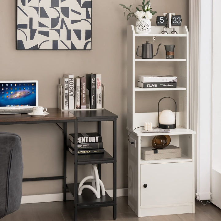 Giantex Nightstand with Charging Station - 55" Tall Bedside Table