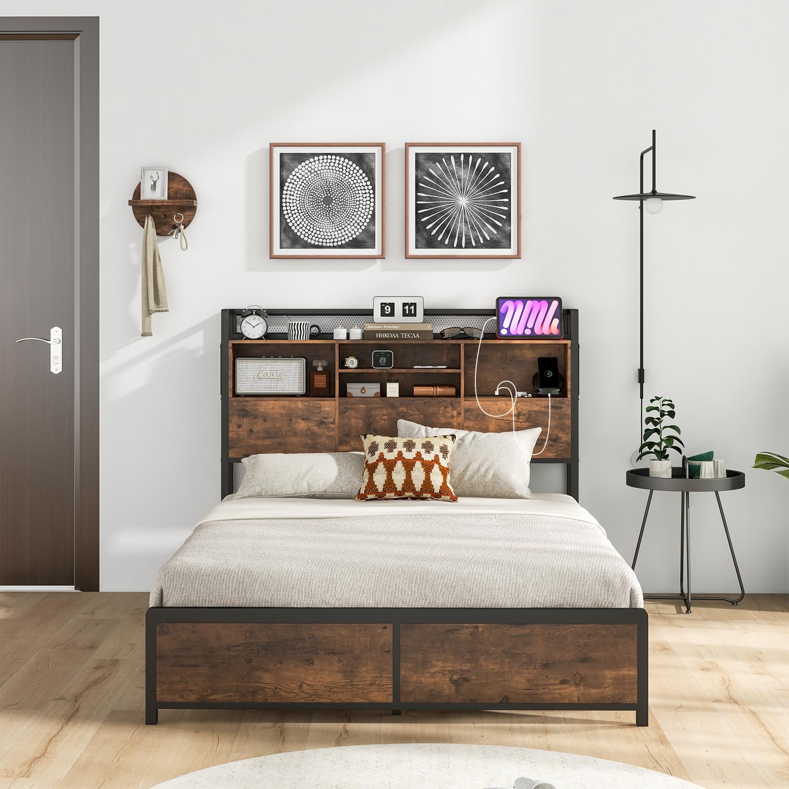 Giantex Bed Frame with Storage Headboard