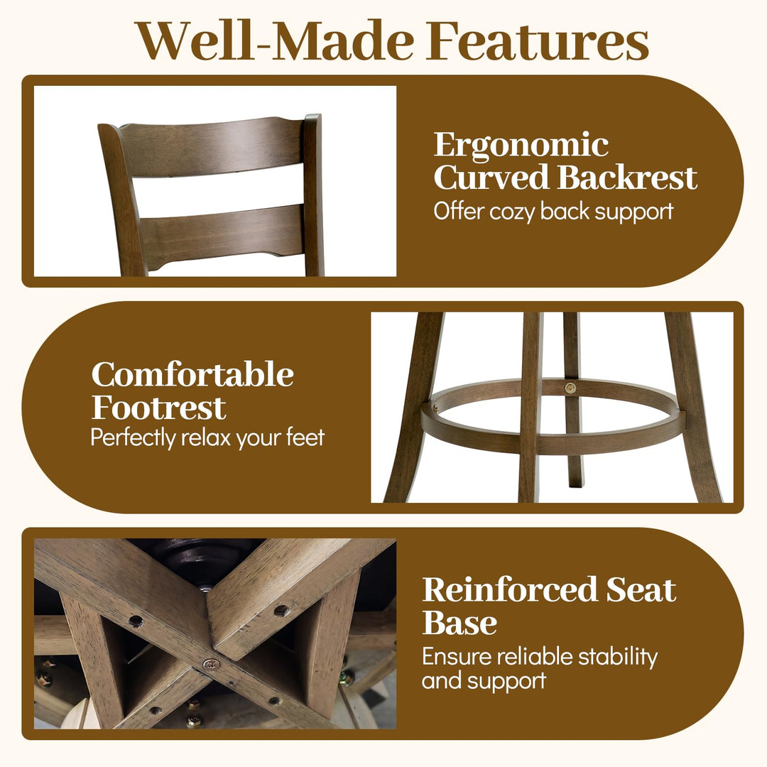 Giantex 30.5" Swivel Bar Stools Set of 2/4 with Fabric Upholstered Seat, High Back