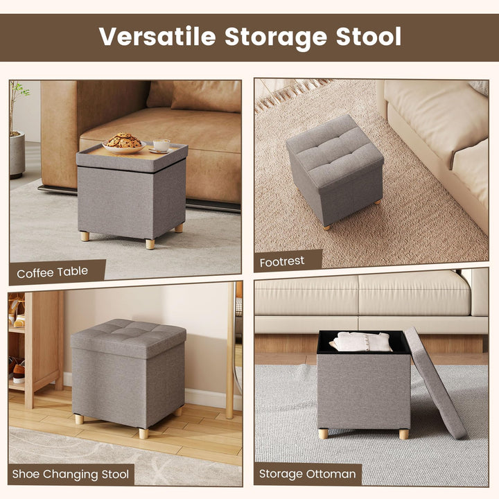 Giantex 18 Inches Ottoman with Storage and Rubber Wood Legs