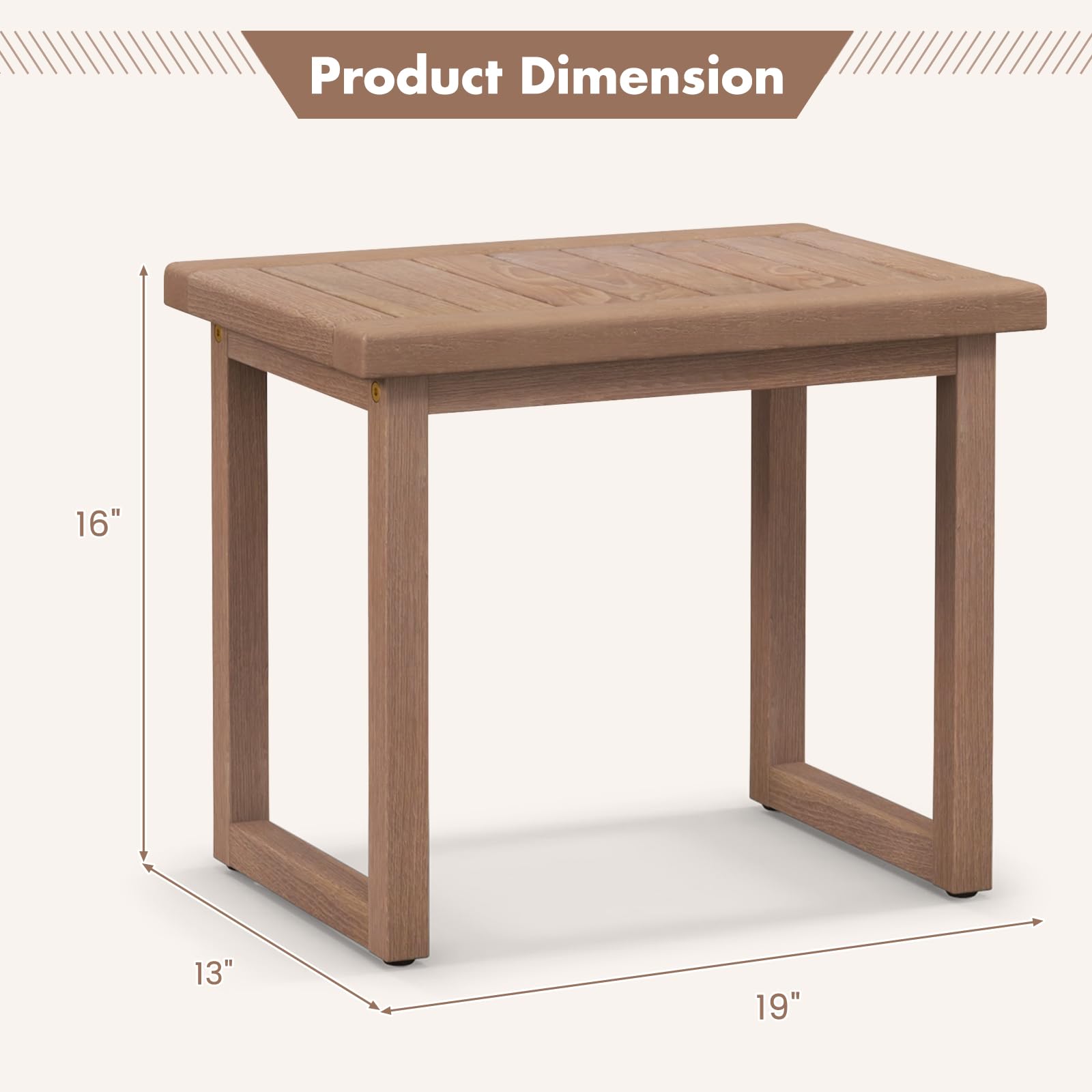 Giantex Teak Shower Bench for Inside Shower, 19" Waterproof Teak Shower Stool with Non-Slip Foot Pads
