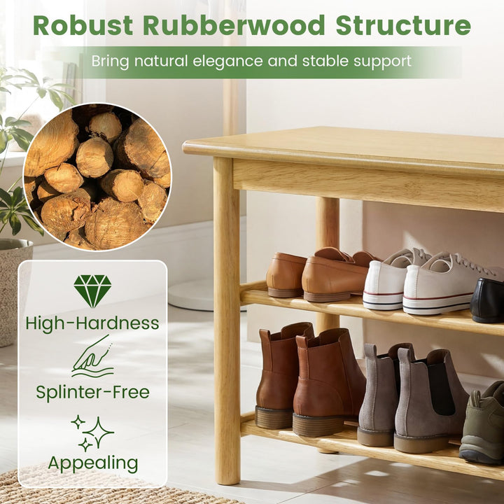 Giantex 3-Tier Entryway Shoe Rack Bench with Slat Shelves (12 x 24 x 17 Inches)