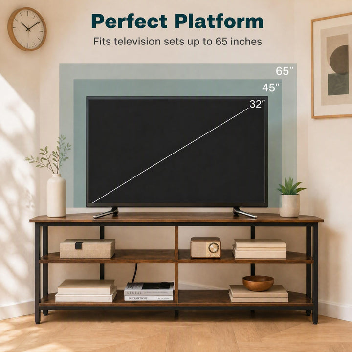 GIANTEX Corner TV Stand for 65 Inch TV with Power Outlets &amp; 4 Open Storage Compartments