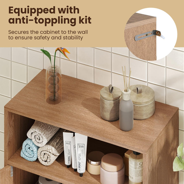 Giantex Bathroom Storage Cabinet with 2 Doors &amp; 3-Level Adjustable Shelf