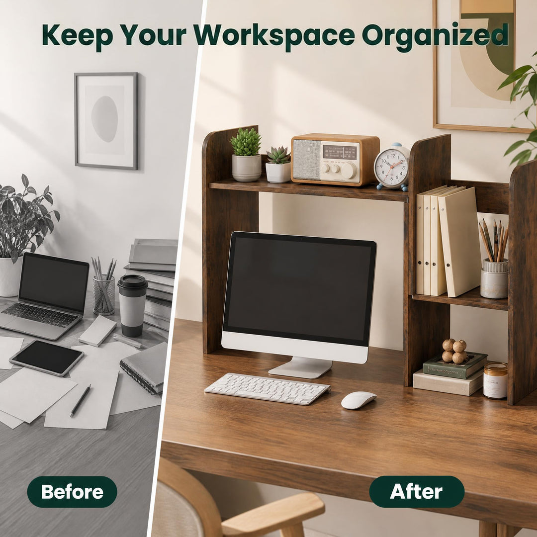GIANTEX Extendable Desktop Bookshelf for College Dorm Hom