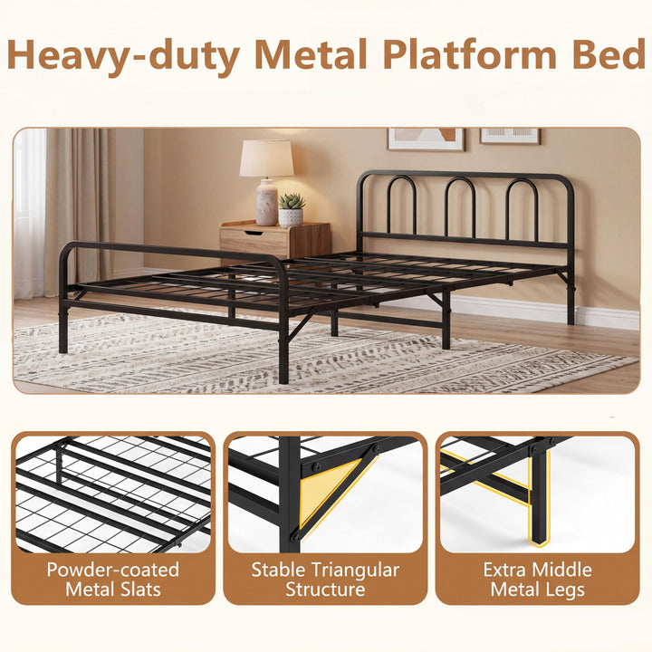Giantex Foldable Metal Twin Bed Frame with Headboard and Footboard