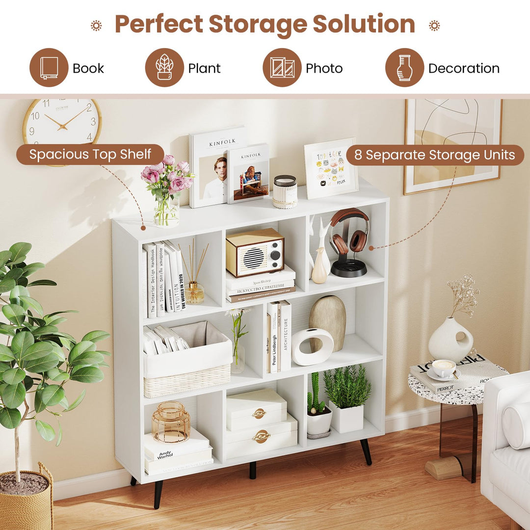 Giantex 3 Tier Modern Bookshelf with 5 Metal Legs for Living Room