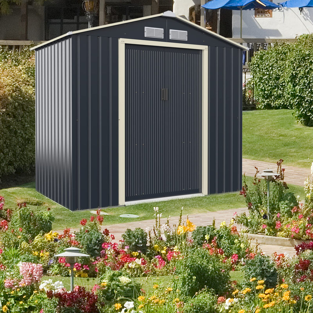 Outdoor Storage Shed with Double Sliding Door