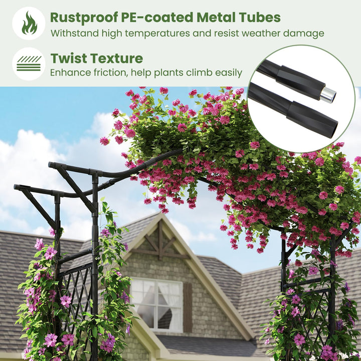 Giantex Garden Arch Trellis 67''W x 83''H Metal Arbor