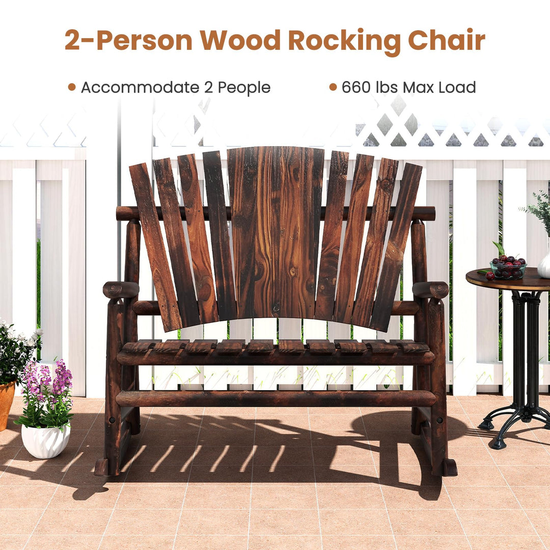 Giantex 1/2 Pcs Outdoor Wooden Rocking Bench（51”x38”x46”）