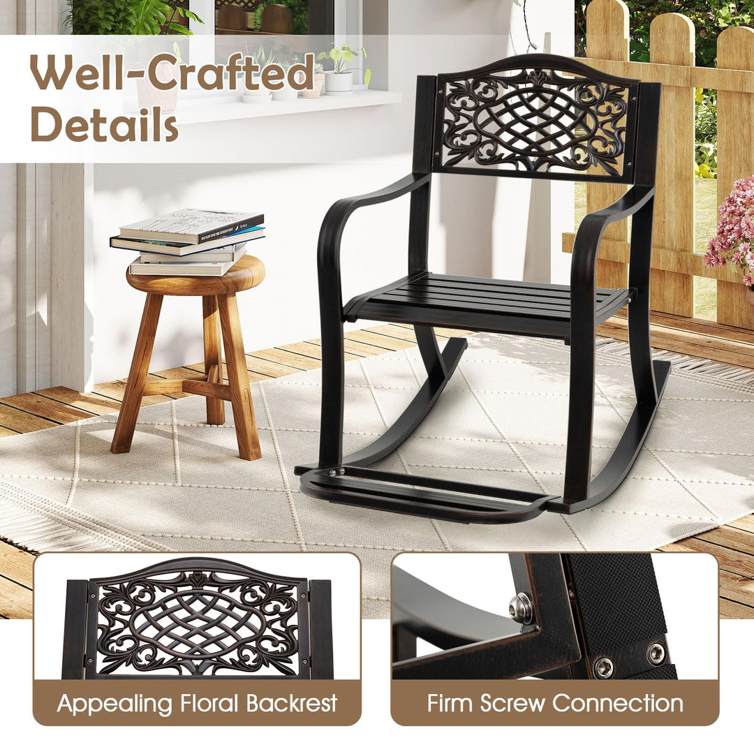 Giantex Patio Rocking Chair Outdoor Cast Aluminum Rocker w/Footrest