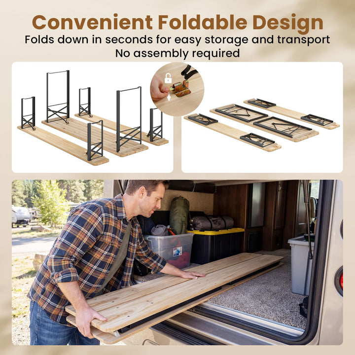 3-Piece Folding Picnic Table with Benches Set (70&