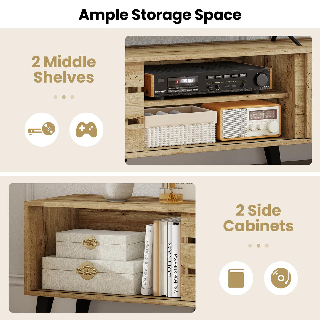 Giantex Mid Century Modern TV Stand for 65-80 Inch TV