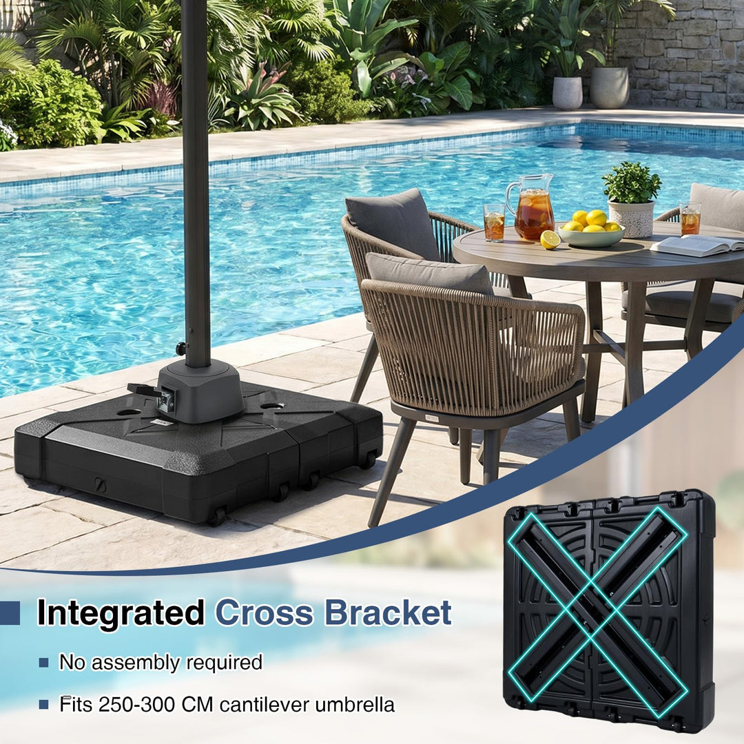 Giantex Rolling Cantilever Umbrella Base | 348 lbs Fillable Offset Patio Umbrella Holder