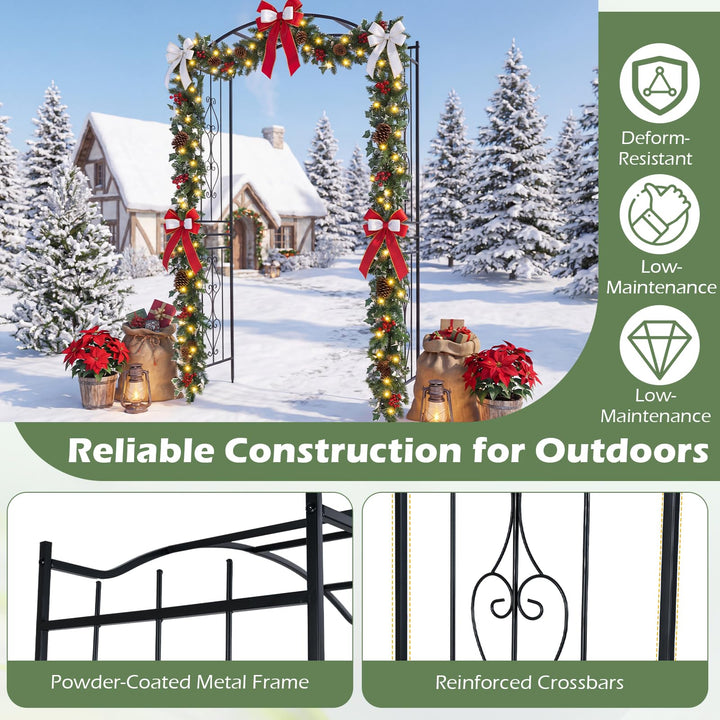 Giantex Metal Garden Arbor | 7.5 FT Heavy Duty Arch Trellis for Climbing Plants