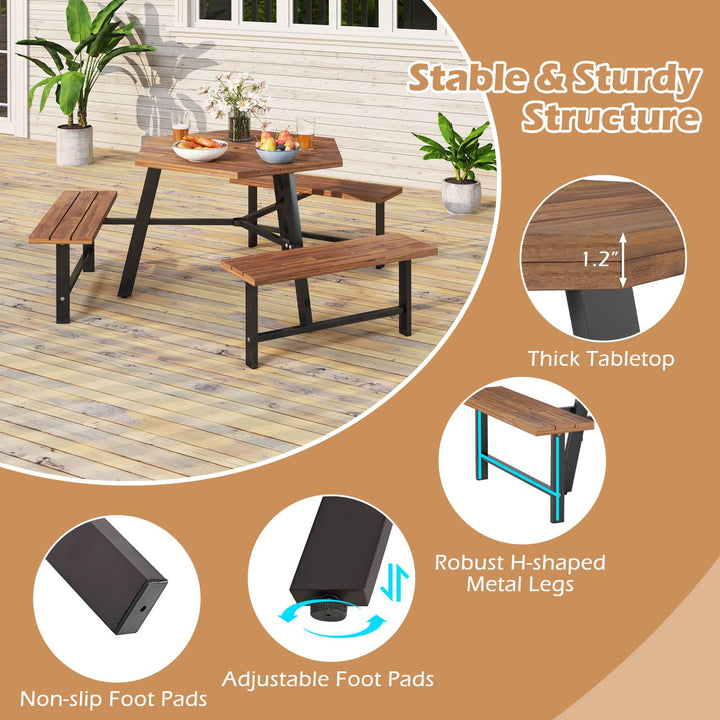 Giantex Picnic Table Bench Set for 6