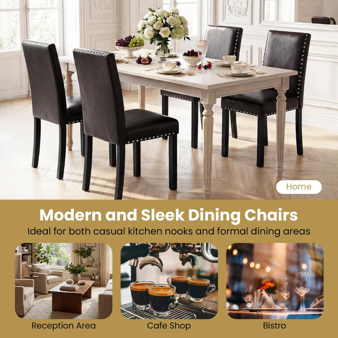 Giantex Dining Chairs Set of 2/4 with Solid Rubber & Bent Wood Legs