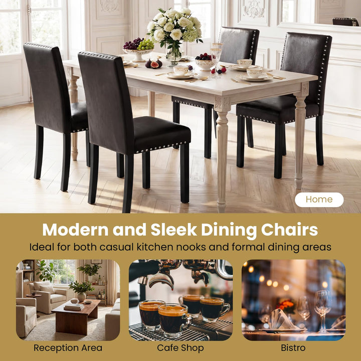 Giantex Dining Chairs Set of 2/4 with Solid Rubber & Bent Wood Legs