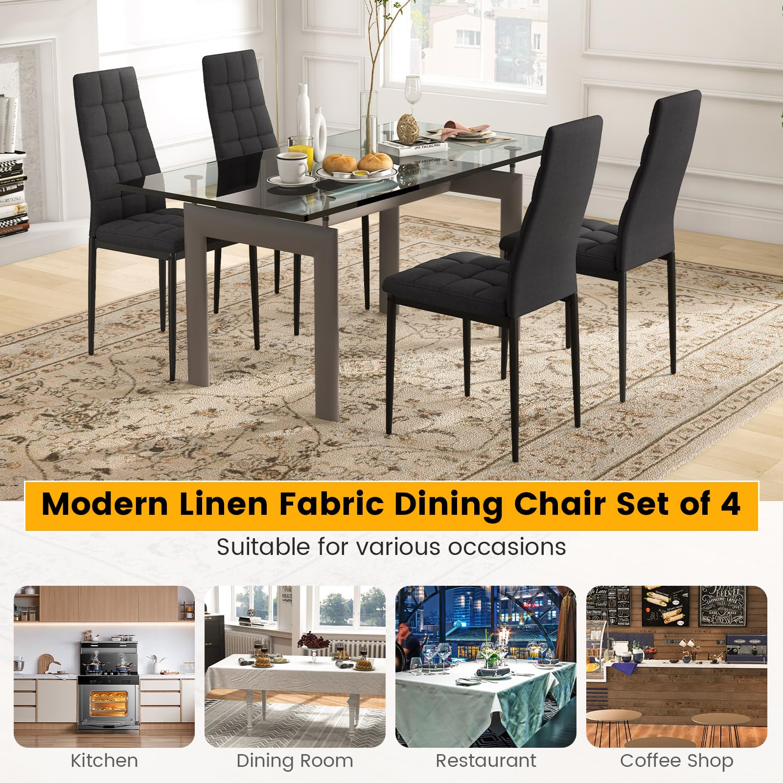 Giantex Dining Chairs Set of 4 Black