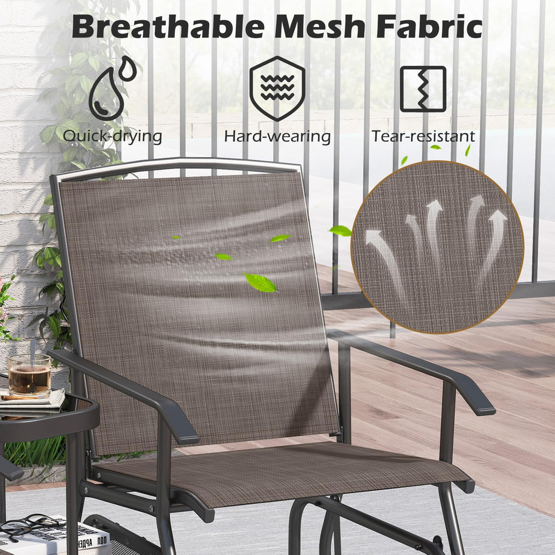 Giantex Outdoor Glider Chairs with Table &amp; Umbrella Hole